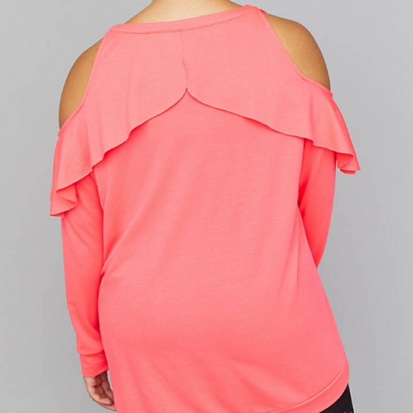 ⛔ SOLD⛔ LIVI Ruffled Cold-Shoulder Top - Picture 2 of 3